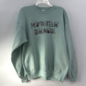 SOFFE SWEATS Myrtle Beach Graphic Sweatshirt Floral Crewneck Large Made‎ in USA